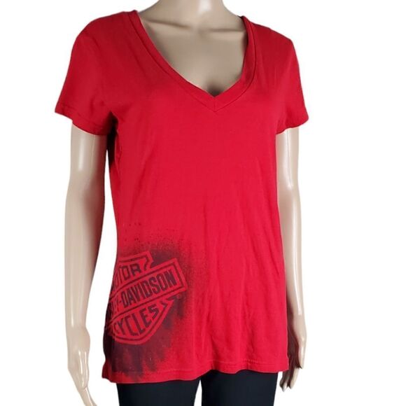 Harley-Davidson Poppy Red & Black T-Shirt - Picture 1 of 7
